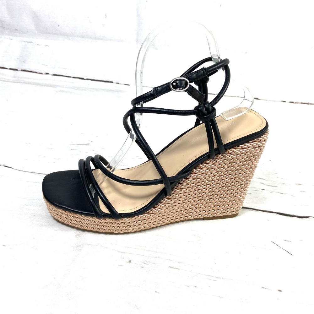 Marc Fisher Zesty Shoes Women’s 9.5M Black Espadrille Platform Wedge Sandals.